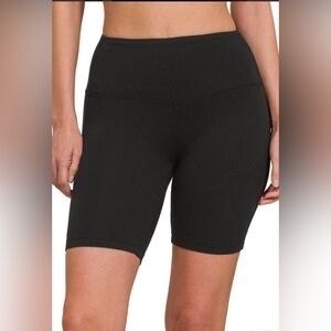 Zenana Brushed Microfiber Wide Waistband Black Biker Shorts